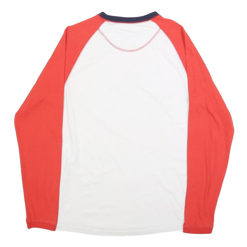 PUMA Mens White & Red Graphic T-Shirt L Long Sleeve Crew Neck Cotton Blend