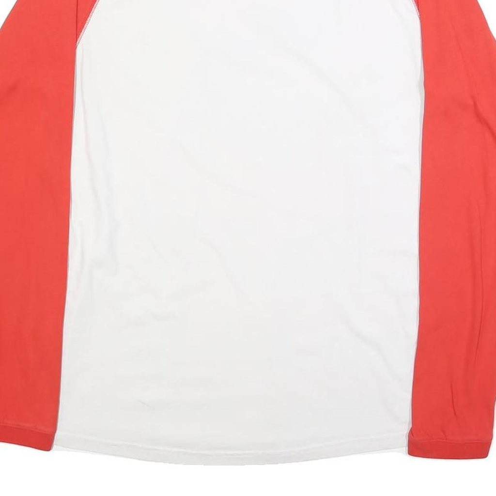 PUMA Mens White & Red Graphic T-Shirt L Long Sleeve Crew Neck Cotton Blend