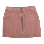 ANGELKISS Womens Pink Mini Cotton Blend Skirt Zip Front Pockets S Casual