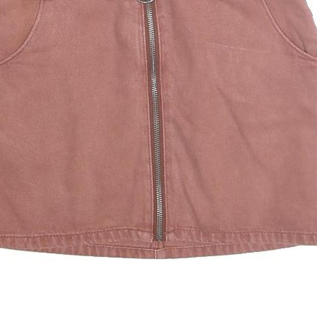 ANGELKISS Womens Pink Mini Cotton Blend Skirt Zip Front Pockets S Casual