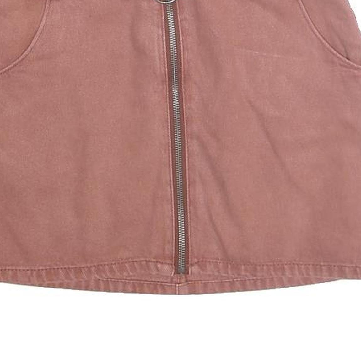 ANGELKISS Womens Pink Mini Cotton Blend Skirt Zip Front Pockets S Casual