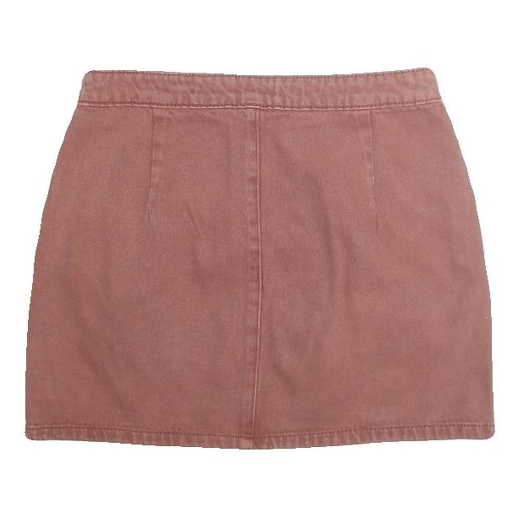 ANGELKISS Womens Pink Mini Cotton Blend Skirt Zip Front Pockets S Casual