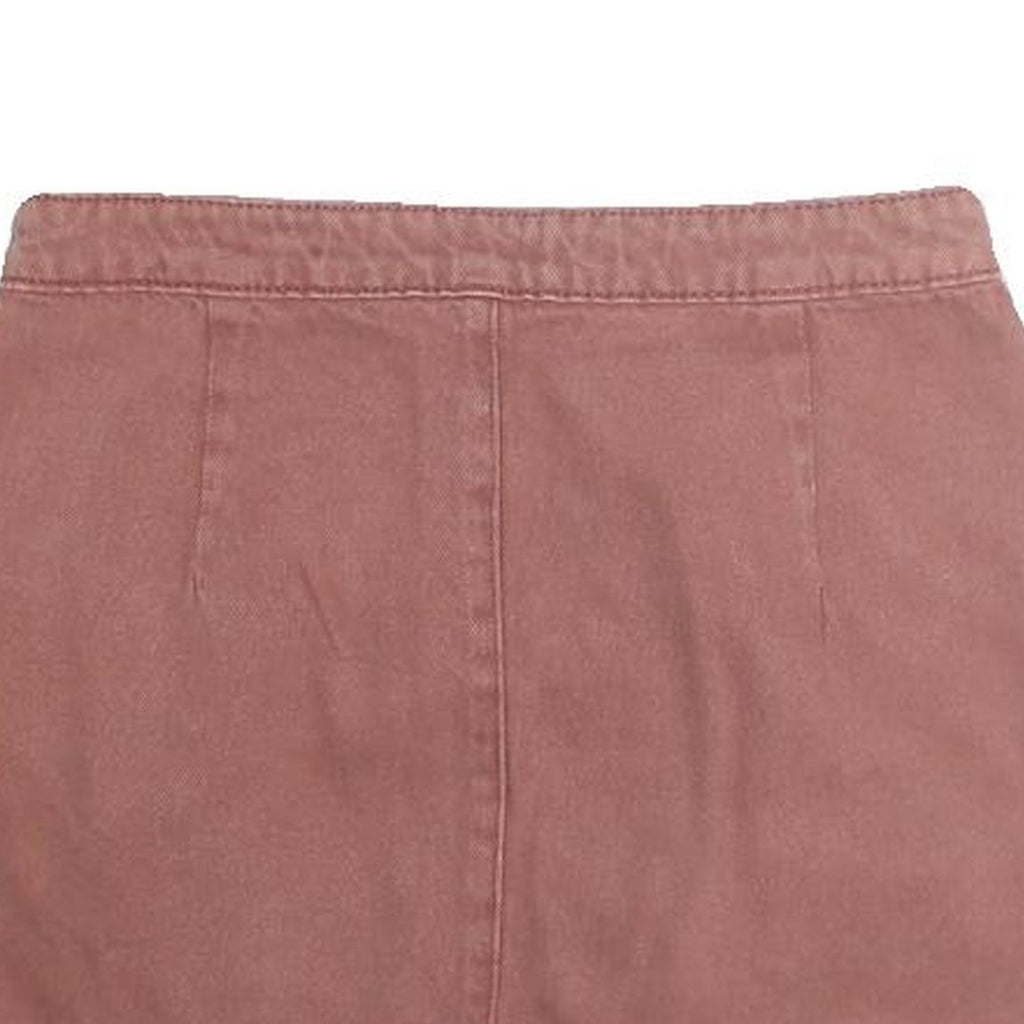 ANGELKISS Womens Pink Mini Cotton Blend Skirt Zip Front Pockets S Casual