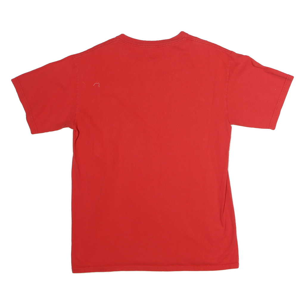 MAJESTIC Mens Red Texas Rangers Graphic T-Shirt L Short Sleeve Crew Neck Cotton