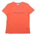TOMMY HILFIGER Womens Orange Graphic T-Shirt S Short Sleeve Crew Neck Logo Print