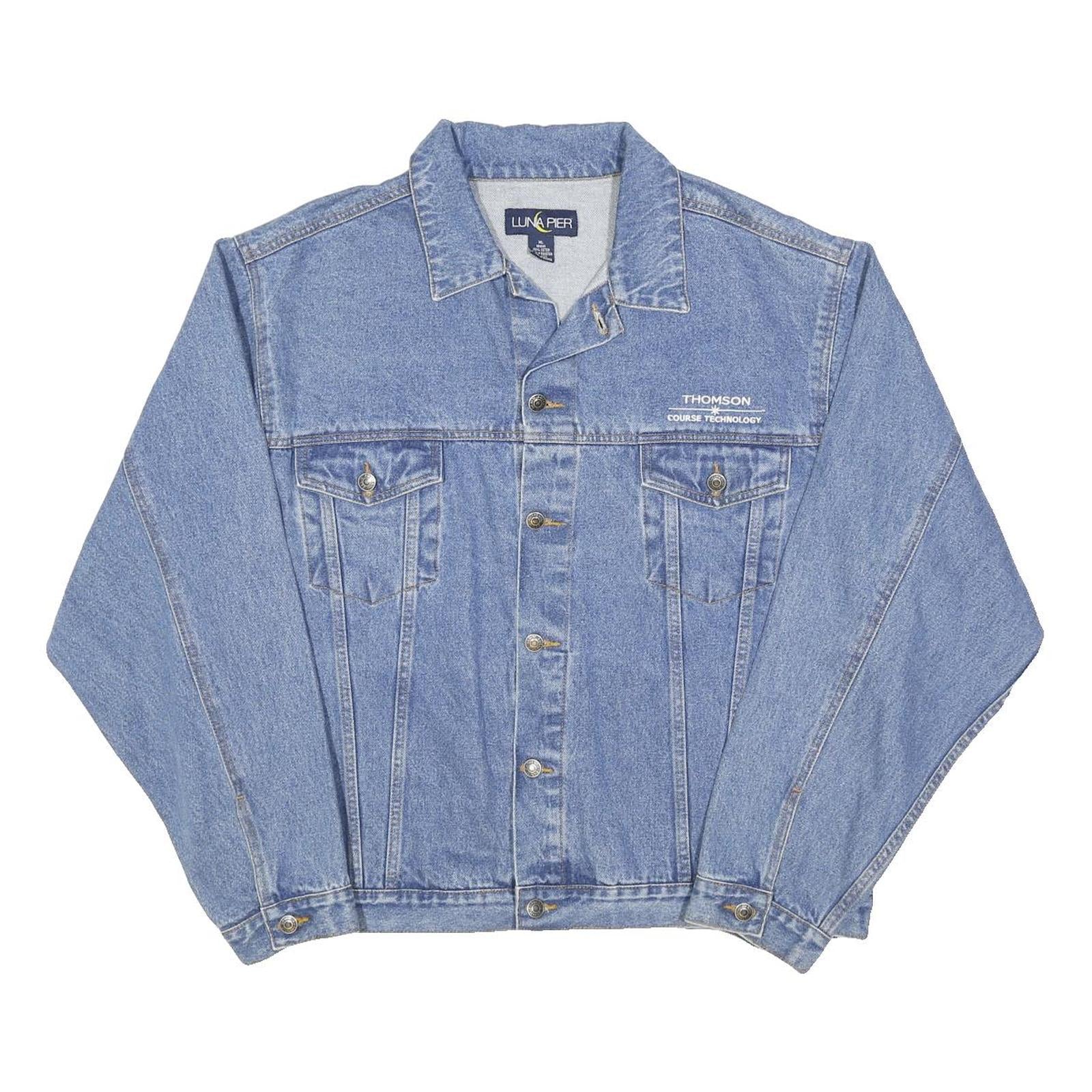 LUNA PIER Mens Blue Denim Jacket XL Cotton Blend Classic Button Closure Casual