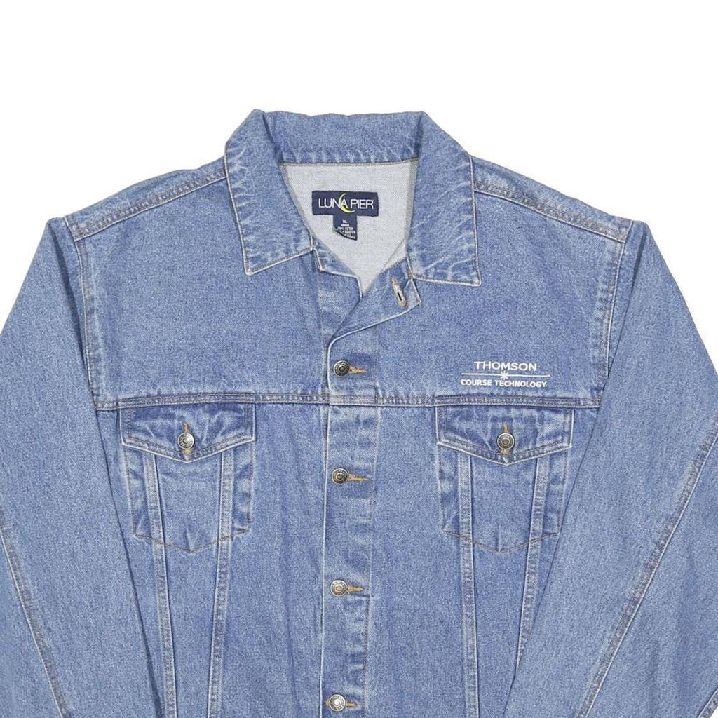 LUNA PIER Mens Blue Denim Jacket XL Cotton Blend Classic Button Closure Casual