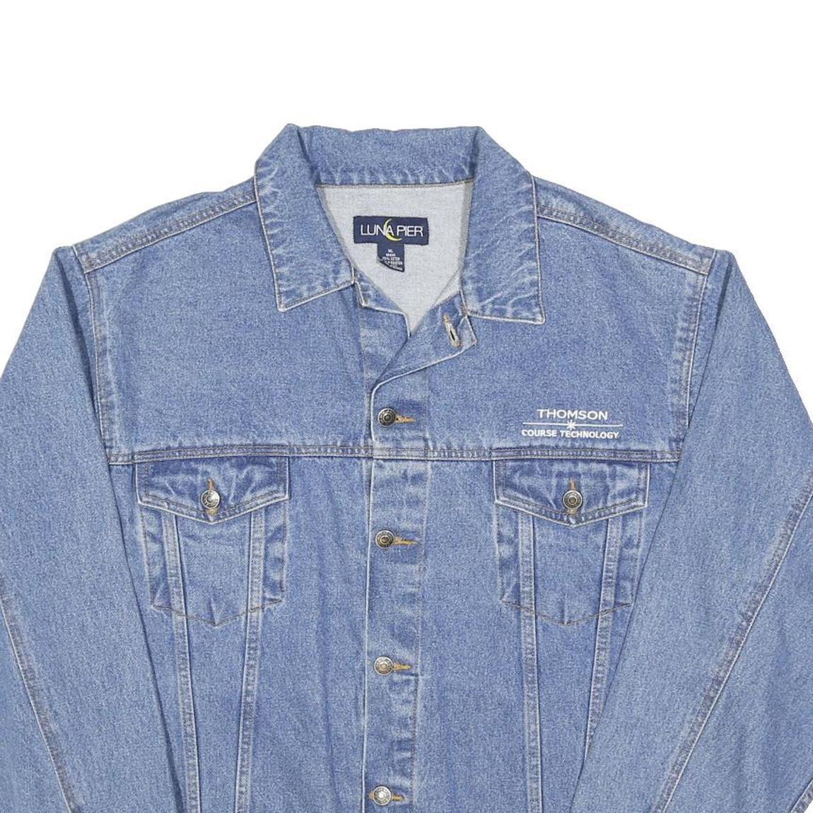 LUNA PIER Mens Blue Denim Jacket XL Cotton Blend Classic Button Closure Casual