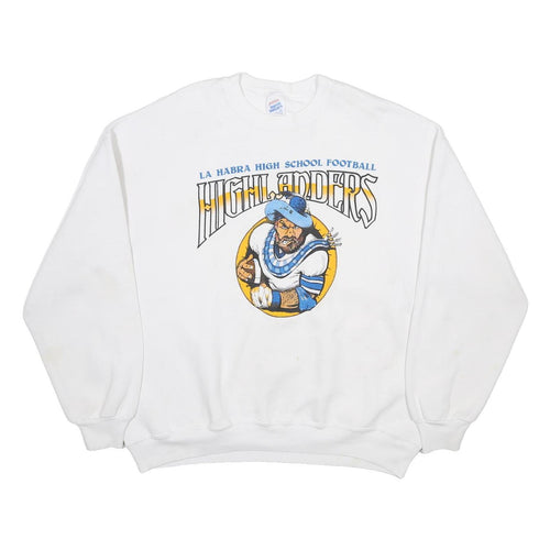 JERZEES Womens White La Habra High School Football Highlanders Crew Neck XL