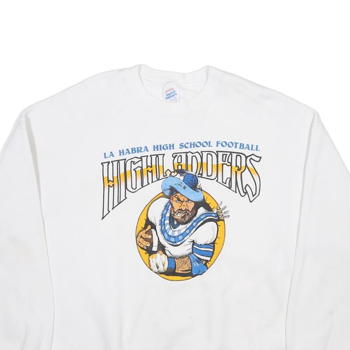 JERZEES Womens White La Habra High School Football Highlanders Crew Neck XL