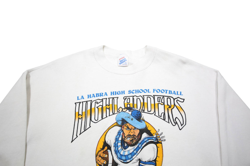 JERZEES Womens White La Habra High School Football Highlanders Crew Neck XL