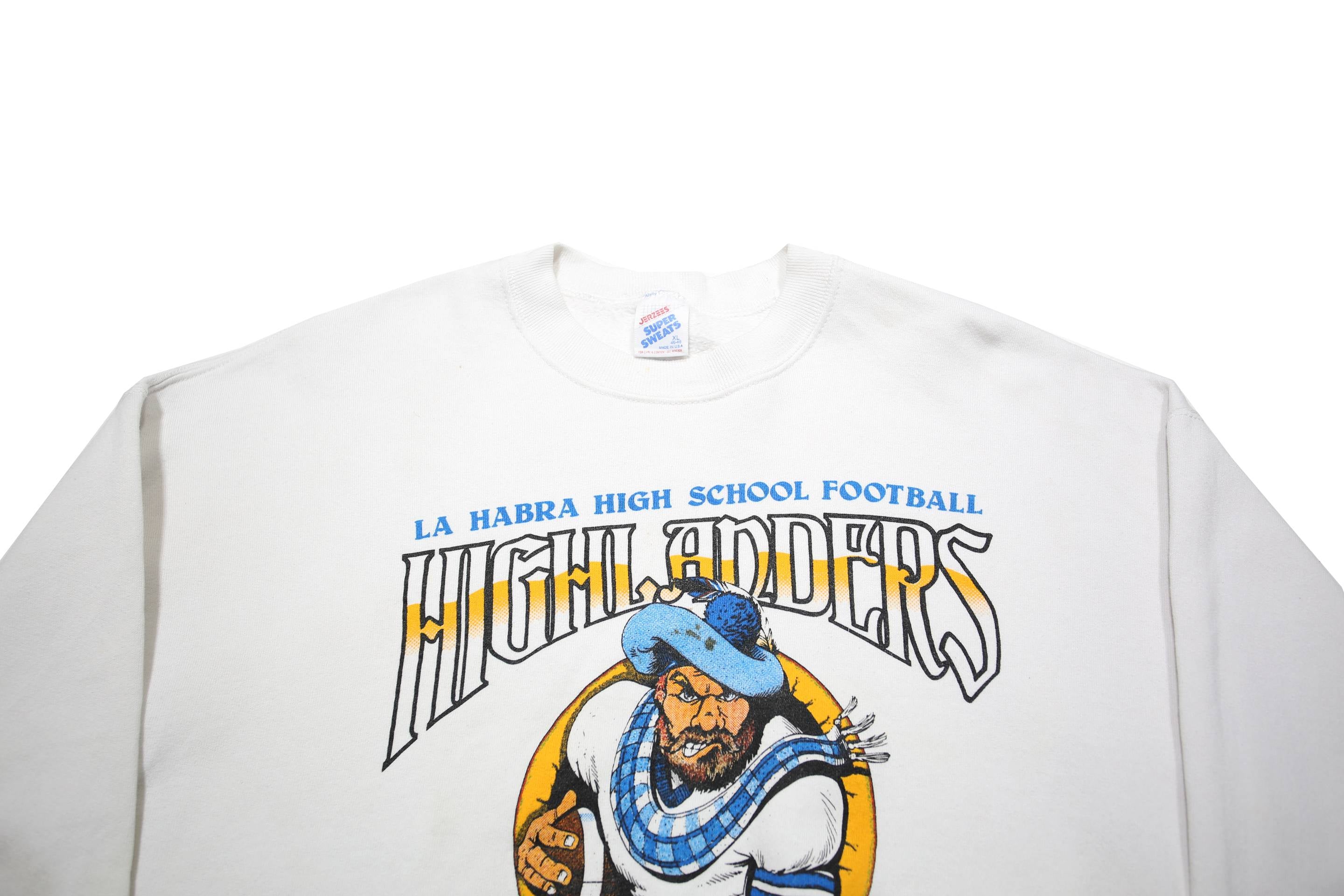 JERZEES Womens White La Habra High School Football Highlanders Crew Neck XL
