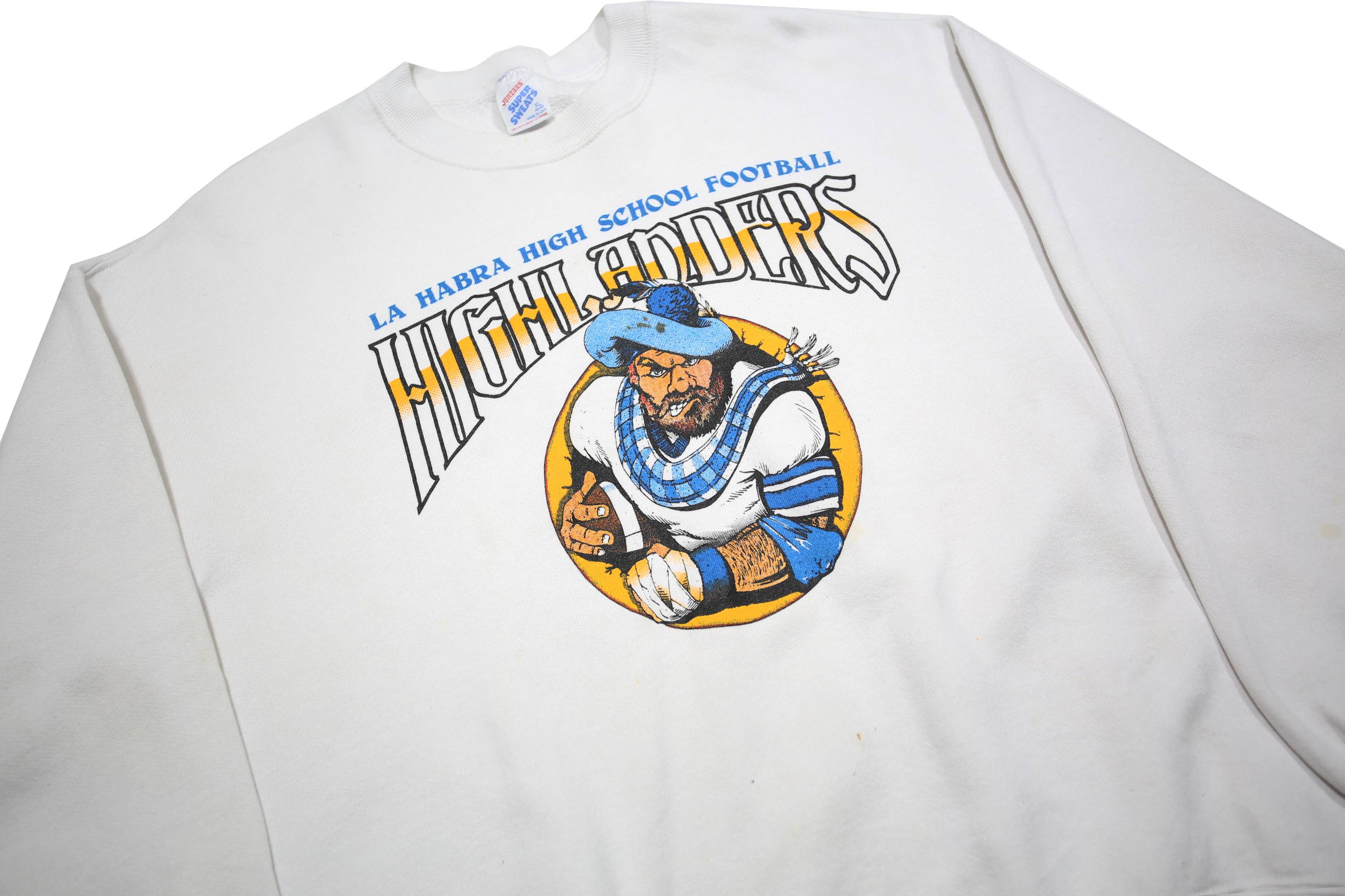 JERZEES Womens White La Habra High School Football Highlanders Crew Neck XL