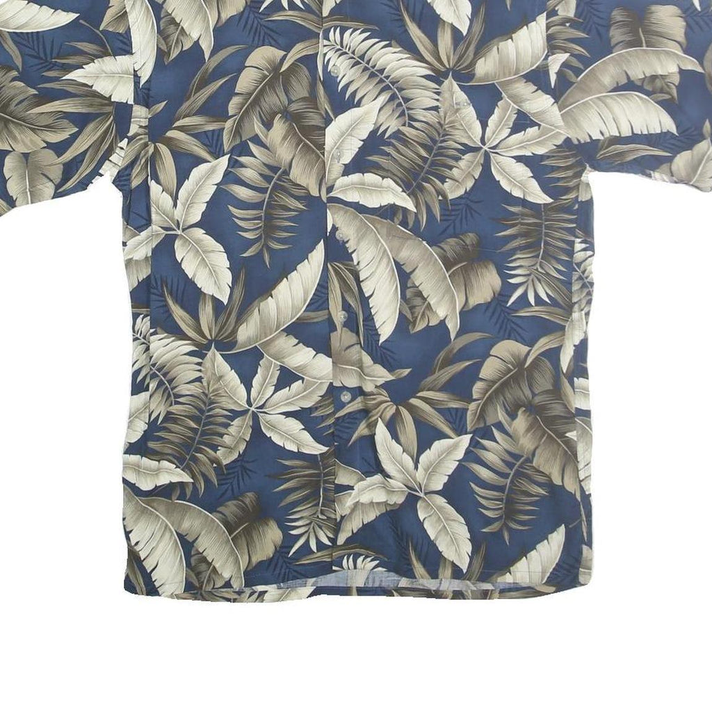 CAMPIA MODA Mens Blue & Cream Tropical Leaf Cotton Shirt S Summer Casual