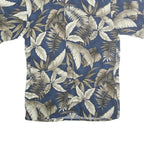 CAMPIA MODA Mens Blue & Cream Tropical Leaf Cotton Shirt S Summer Casual