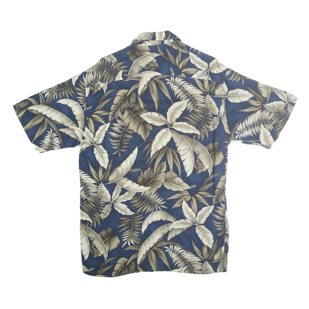 CAMPIA MODA Mens Blue & Cream Tropical Leaf Cotton Shirt S Summer Casual