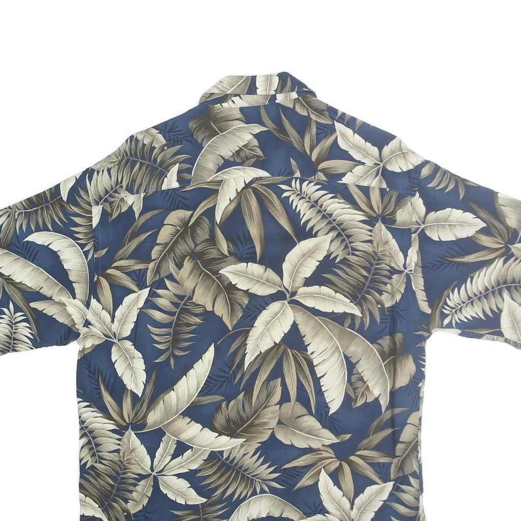 CAMPIA MODA Mens Blue & Cream Tropical Leaf Cotton Shirt S Summer Casual