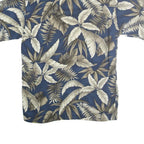 CAMPIA MODA Mens Blue & Cream Tropical Leaf Cotton Shirt S Summer Casual