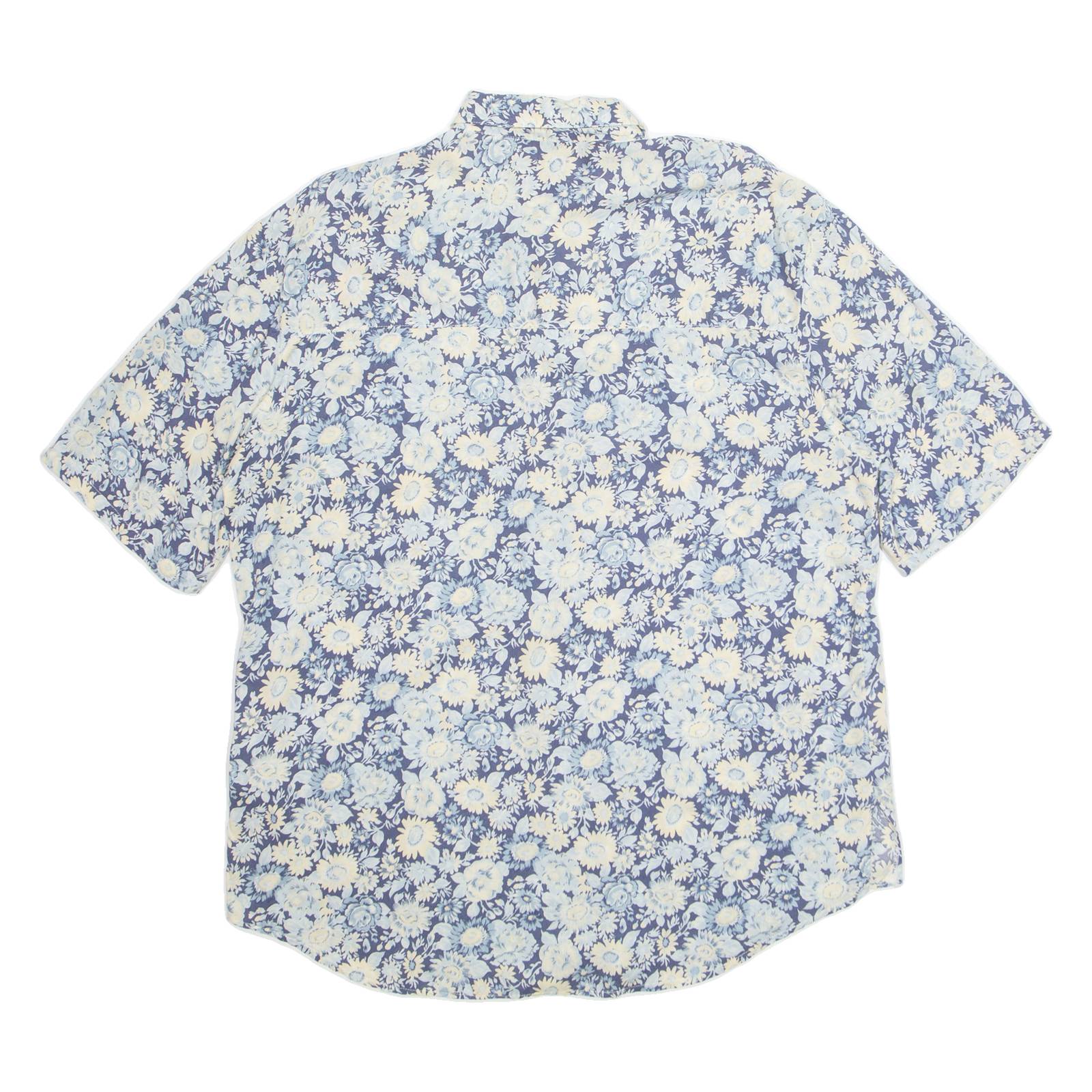 LES ESSENTIELS Womens Printed Shirt Blue Collared Floral L
