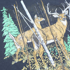 DAQUIN Womens Black Pullover Sweatshirt L Deer Print High Neck Cotton Blend