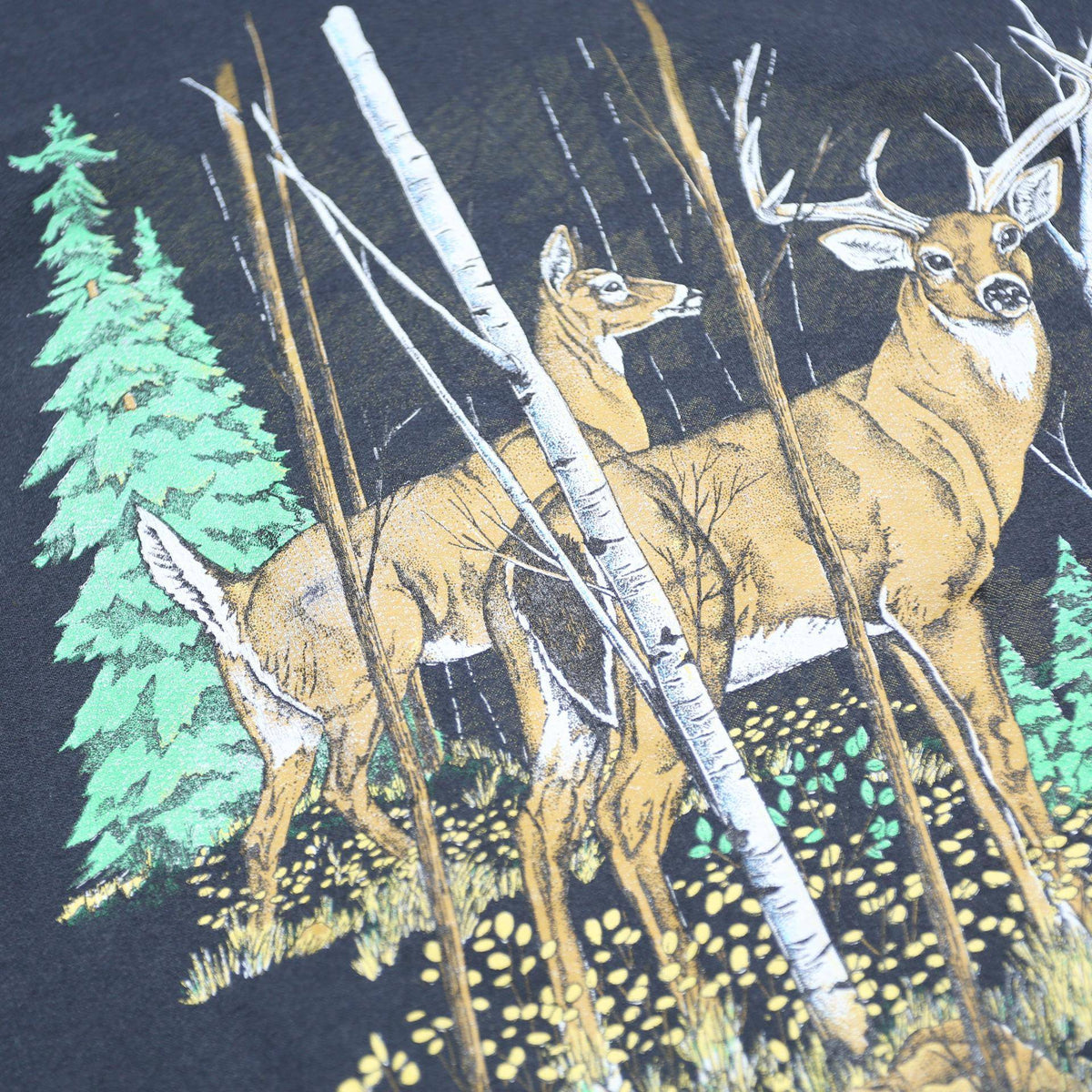 DAQUIN Womens Black Pullover Sweatshirt L Deer Print High Neck Cotton Blend