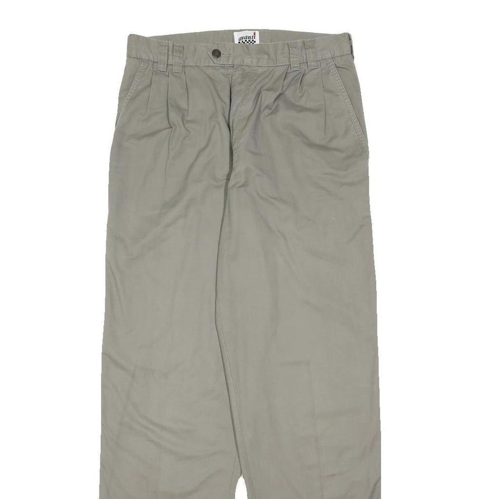 AVANTI Mens Cotton Beige Regular Fit Straight Leg Trousers W30 L32 Casual Wear