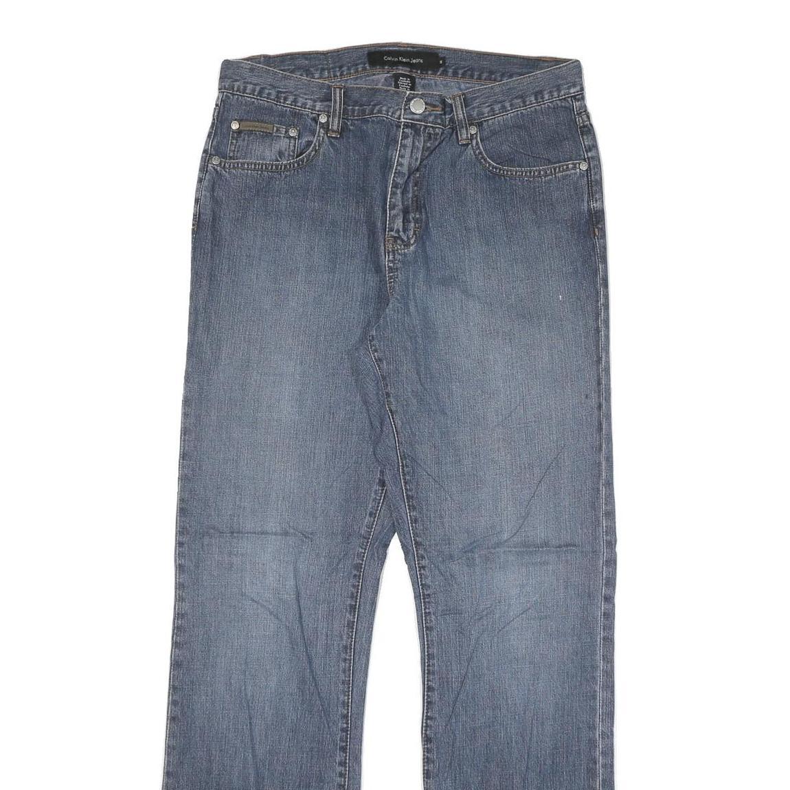 CALVIN KLEIN JEANS Womens Regular Fit Straight Blue Denim W30 L31 Classic Zip