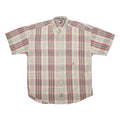 TOMMY HILFIGER Mens Cream Red Green Check Shirt M Button Short Sleeve Cotton