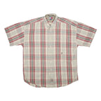 TOMMY HILFIGER Mens Cream Red Green Check Shirt M Button Short Sleeve Cotton