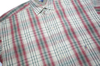 TOMMY HILFIGER Mens Cream Red Green Check Shirt M Button Short Sleeve Cotton