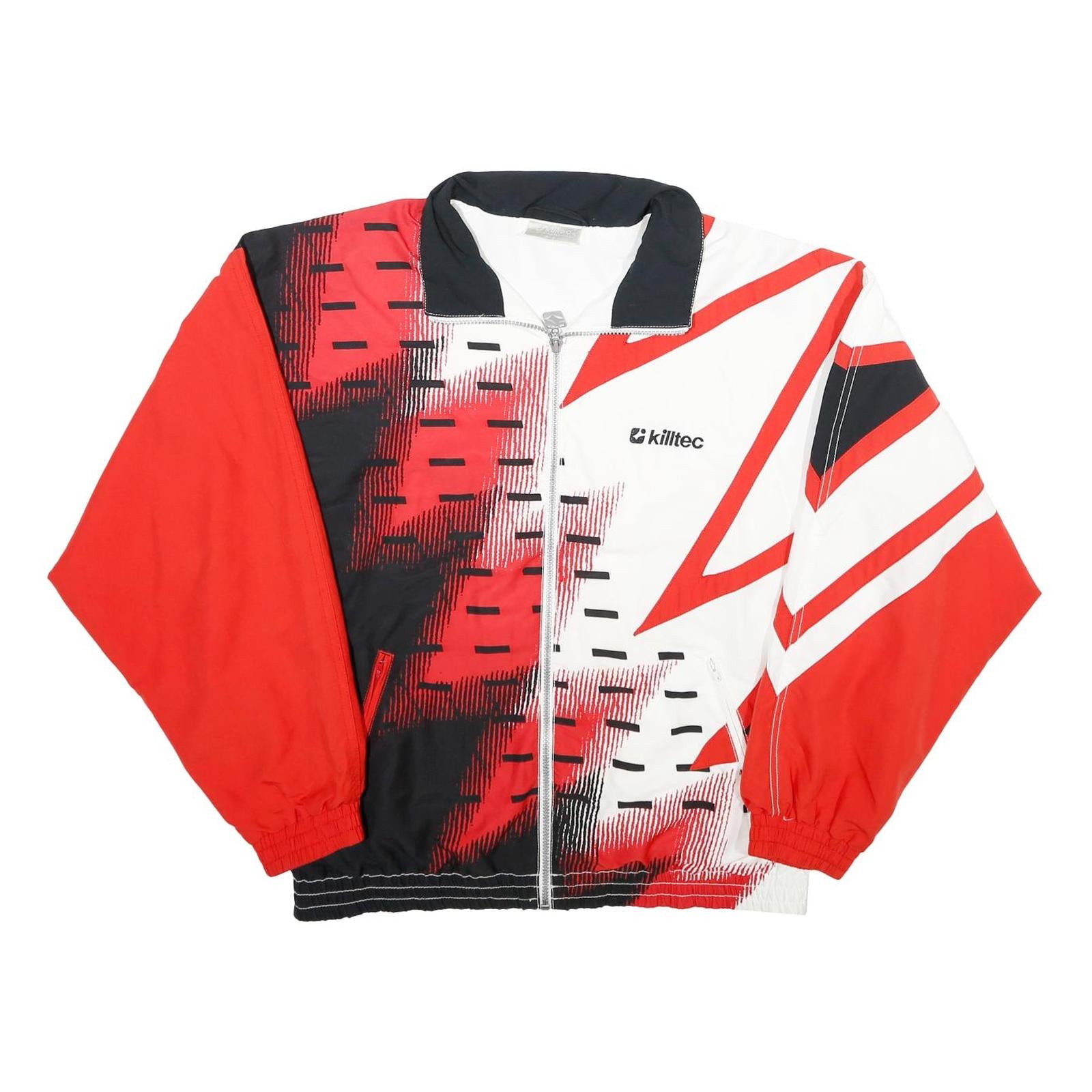 KILLTEC Mens Red & Black White Geometric Track Jacket S Polyester Zip