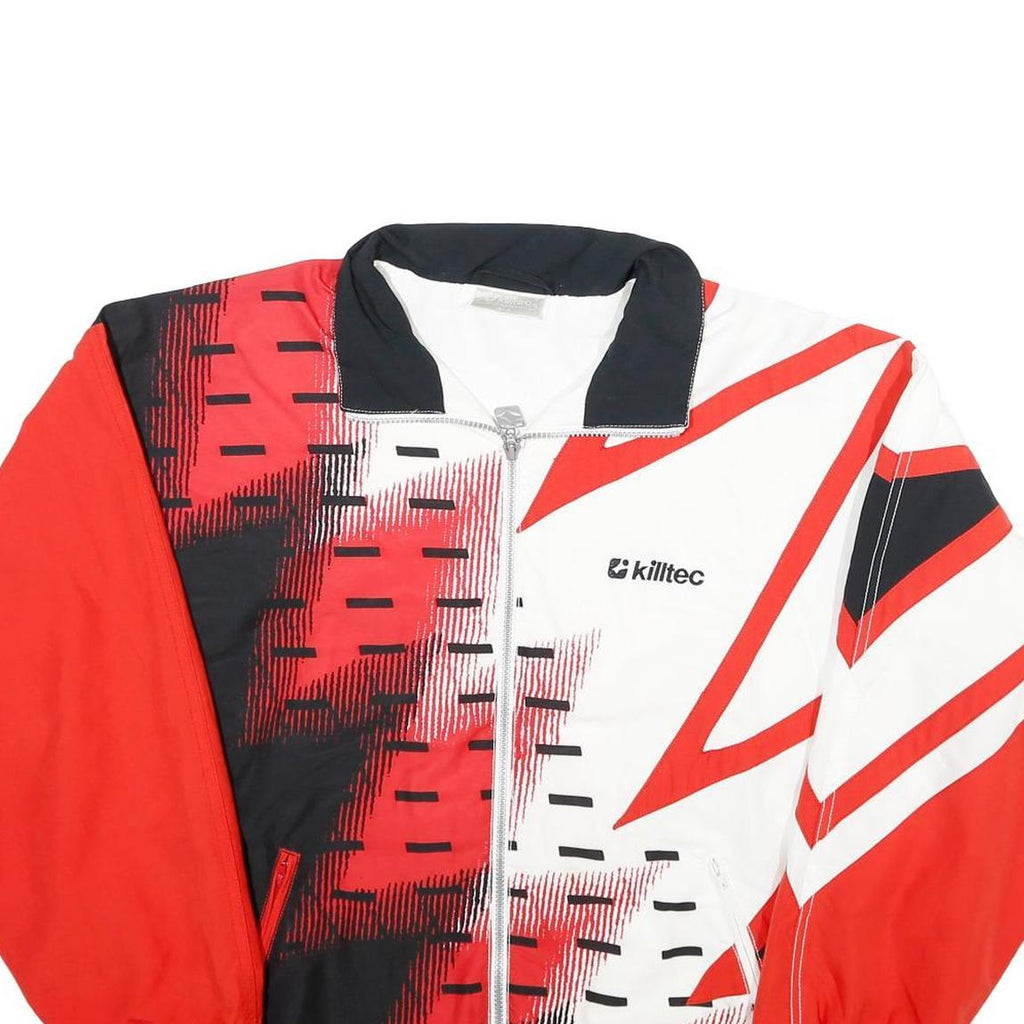 KILLTEC Mens Red & Black White Geometric Track Jacket S Polyester Zip