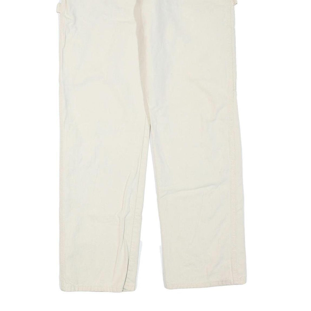 DICKIES Womens Cotton Blend Cream Regular Fit Straight Leg Trousers W34 L30