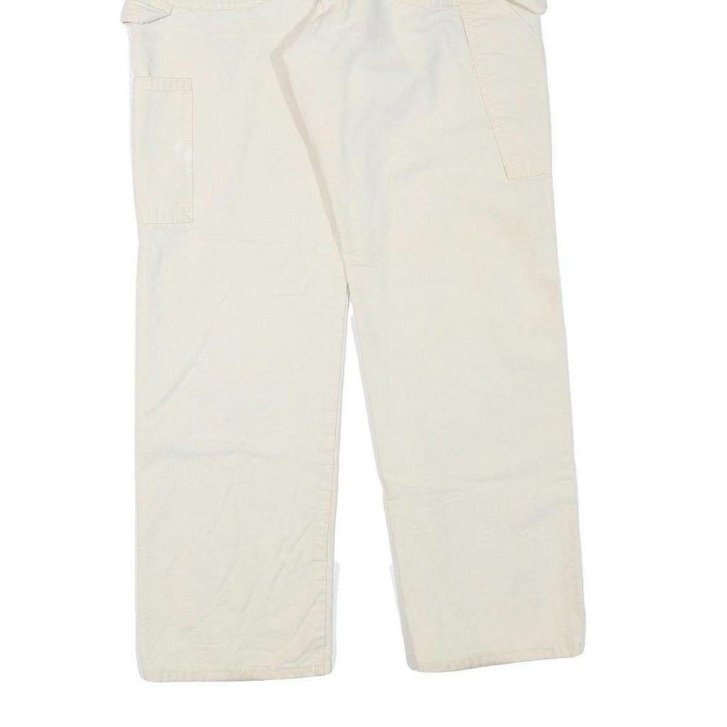 DICKIES Womens Cotton Blend Cream Regular Fit Straight Leg Trousers W34 L30