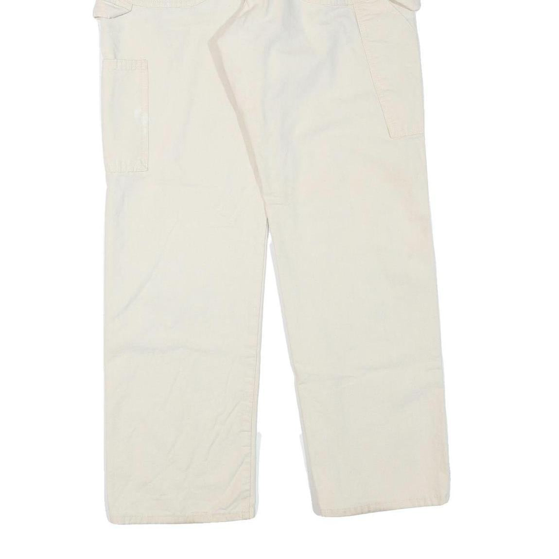 DICKIES Womens Cotton Blend Cream Regular Fit Straight Leg Trousers W34 L30