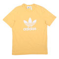 ADIDAS Mens Yellow Cotton Blend T-Shirt S Short Sleeve Crew Neck Logo Print