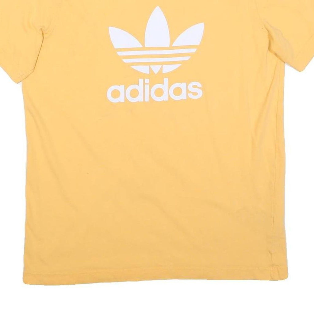 ADIDAS Mens Yellow Cotton Blend T-Shirt S Short Sleeve Crew Neck Logo Print