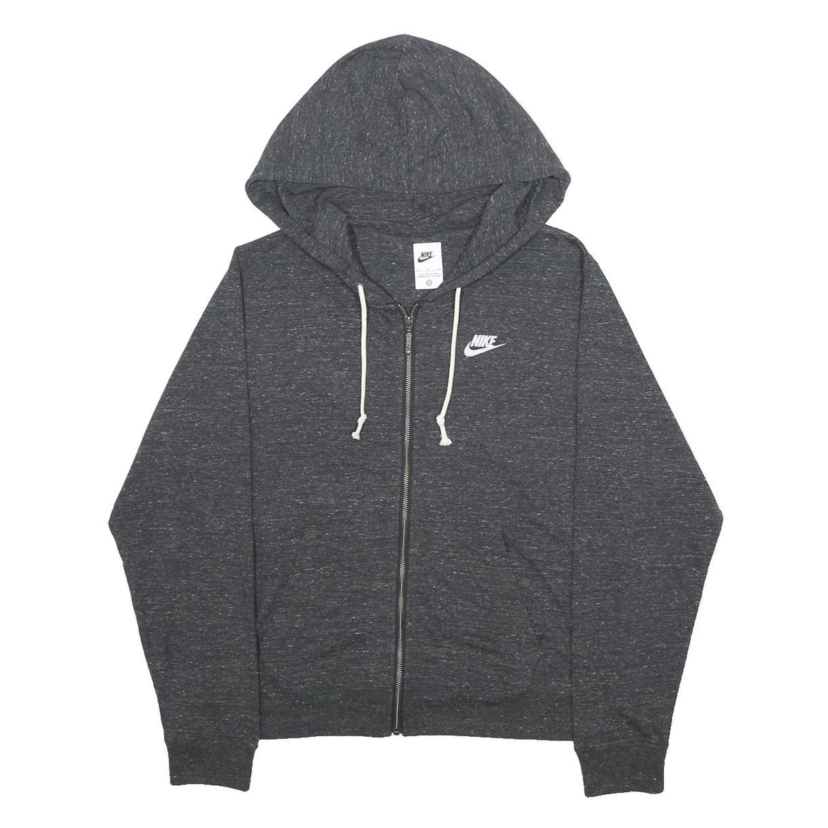 NIKE Mens Grey Pullover Hoodie M Slim Fit Zip Up Sweatshirt