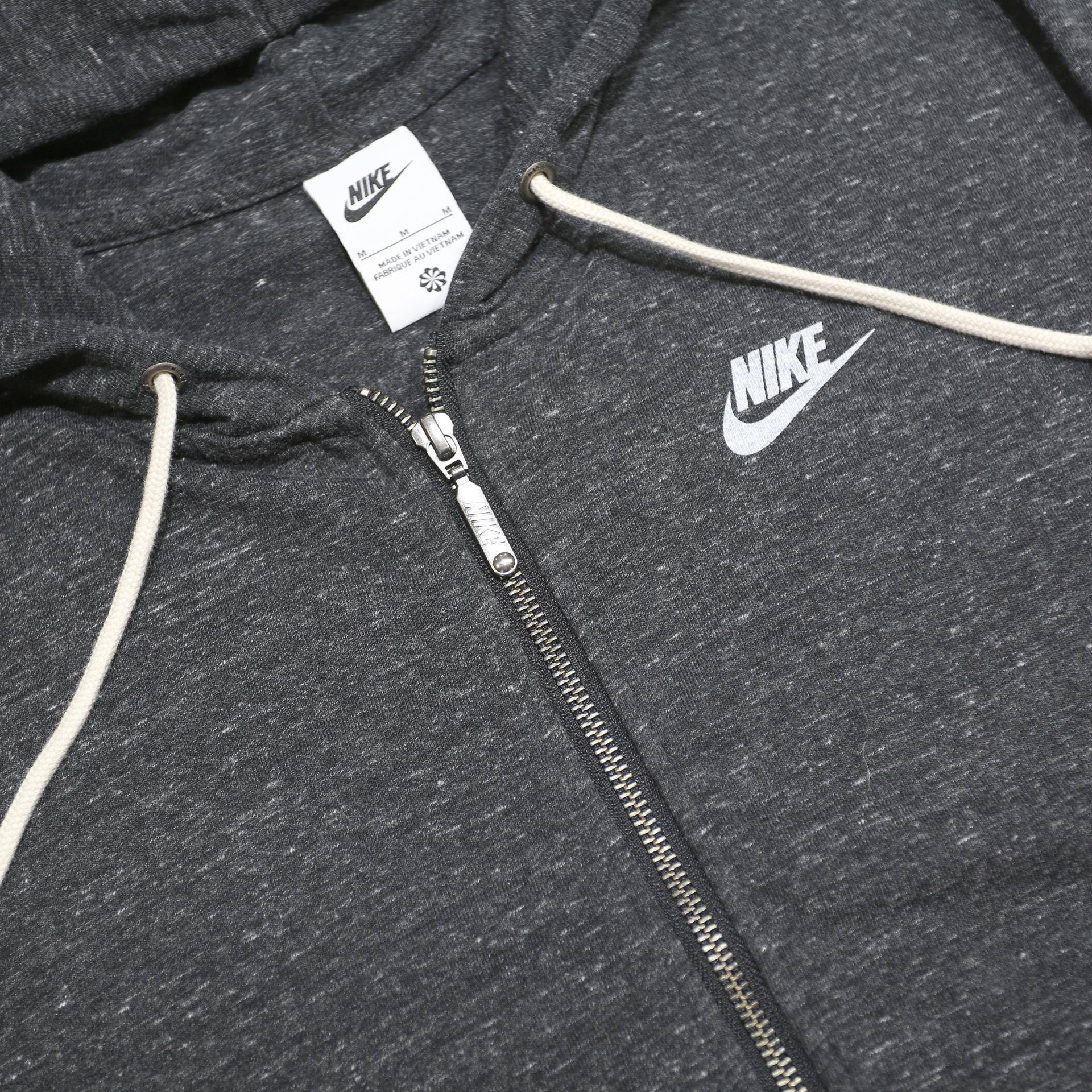 NIKE Mens Grey Pullover Hoodie M Slim Fit Zip Up Sweatshirt