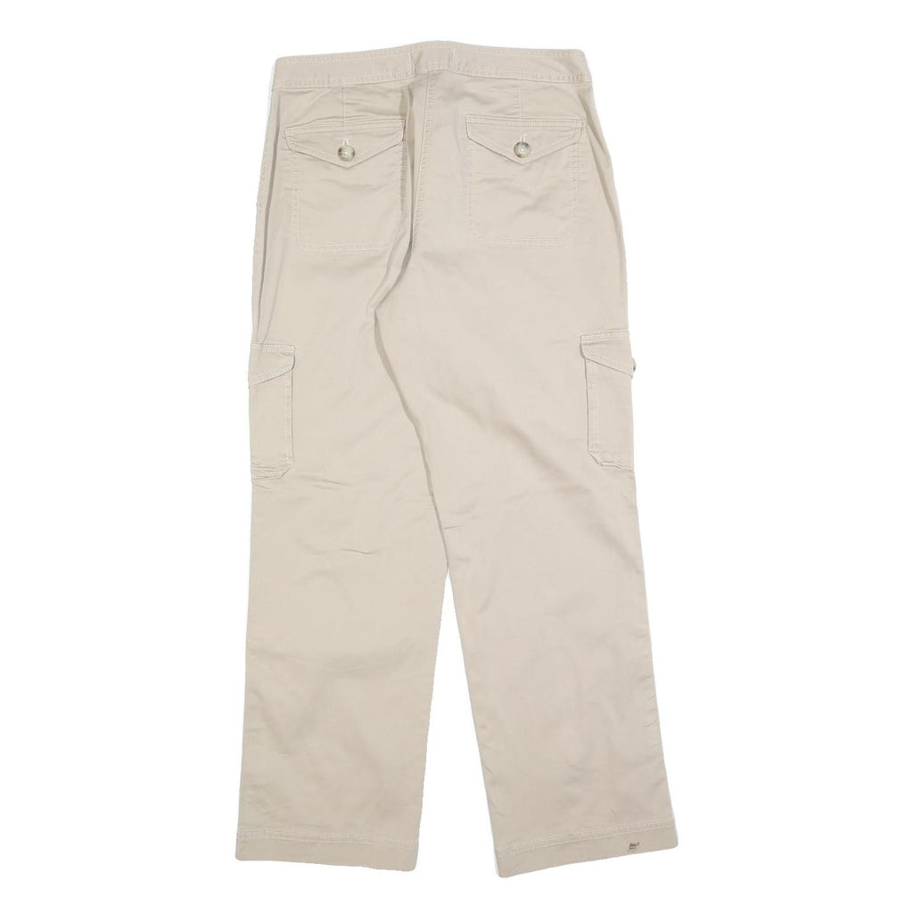 LL BEAN Womens Cotton Blend Beige Relaxed Straight Trousers W30 L30 Cargo Pocket