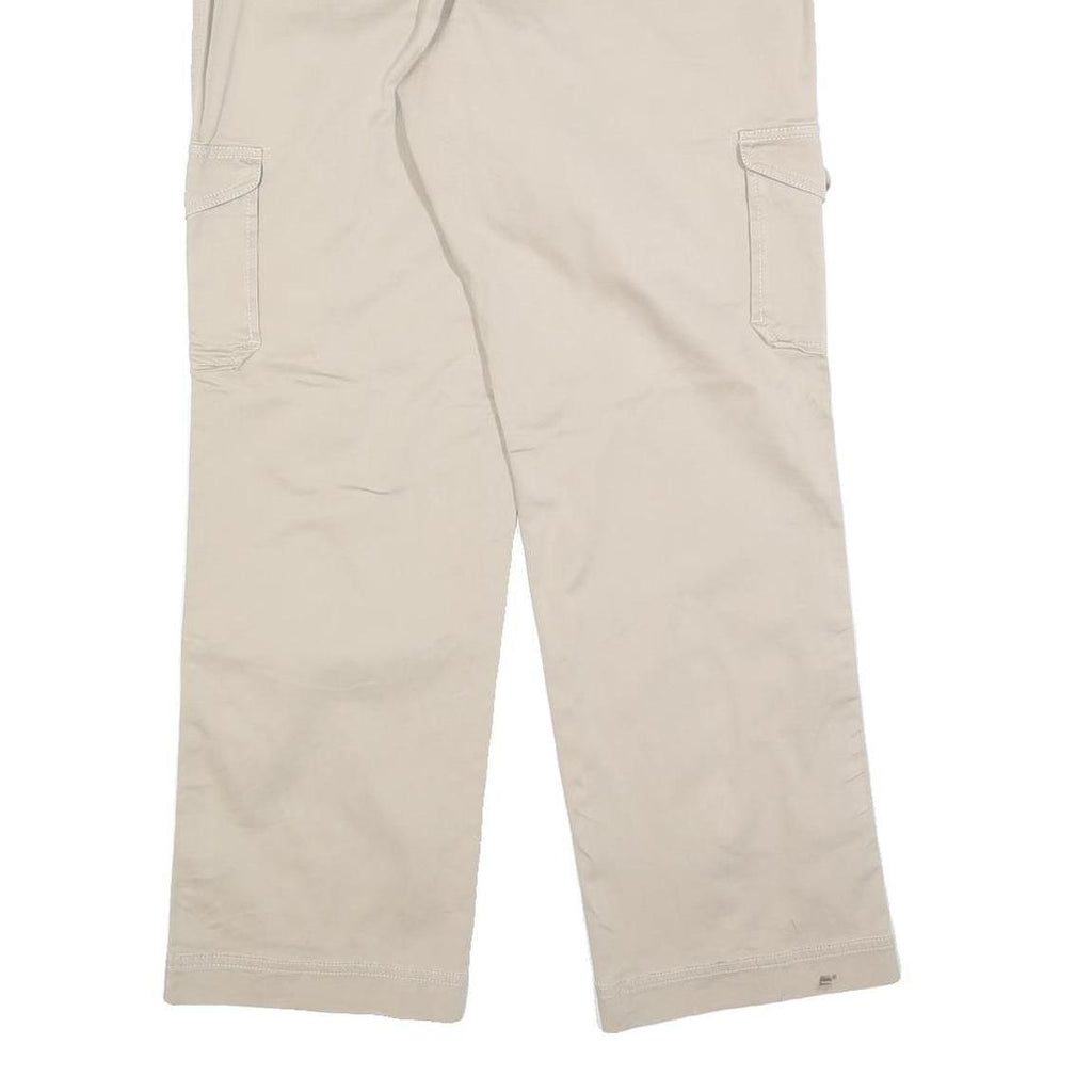 LL BEAN Womens Cotton Blend Beige Relaxed Straight Trousers W30 L30 Cargo Pocket