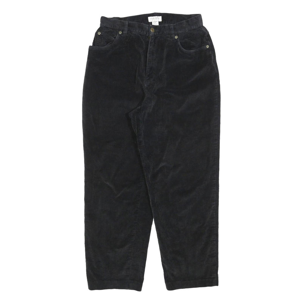 JONES NEW YORK Womens Cotton Blend Black Relaxed Tapered Trousers W28 L26 Casual