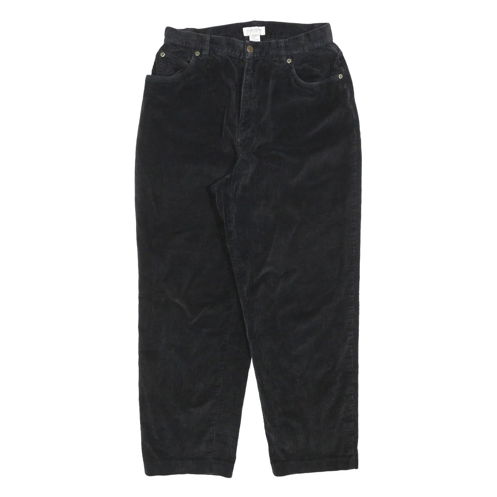 JONES NEW YORK Womens Cotton Blend Black Relaxed Tapered Trousers W28 L26 Casual