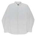 TOMMY HILFIGER Mens White & Grey Checked Shirt L Classic Button Down Collar Long