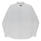 TOMMY HILFIGER Mens White & Grey Checked Shirt L Classic Button Down Collar Long
