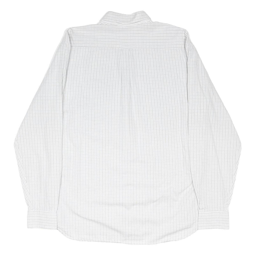 TOMMY HILFIGER Mens White & Grey Checked Shirt L Classic Button Down Collar Long