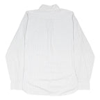 TOMMY HILFIGER Mens White & Grey Checked Shirt L Classic Button Down Collar Long