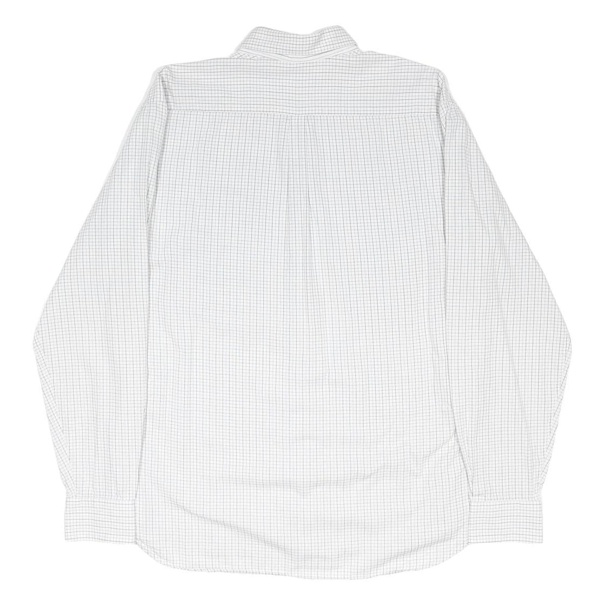 TOMMY HILFIGER Mens White & Grey Checked Shirt L Classic Button Down Collar Long