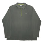 LACOSTE Mens Grey & Lime Long Sleeve Polo Shirt XL Cotton Blended Zip Collar
