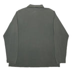 LACOSTE Mens Grey & Lime Long Sleeve Polo Shirt XL Cotton Blended Zip Collar